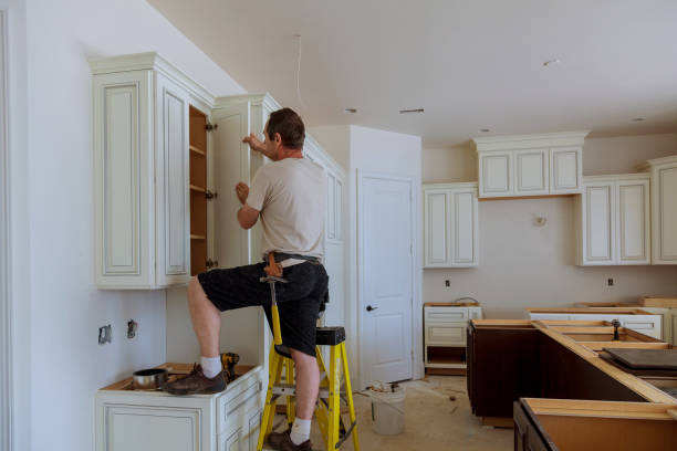 Kitchen island installation in Falls Church by JMT Kitchen Cabinet